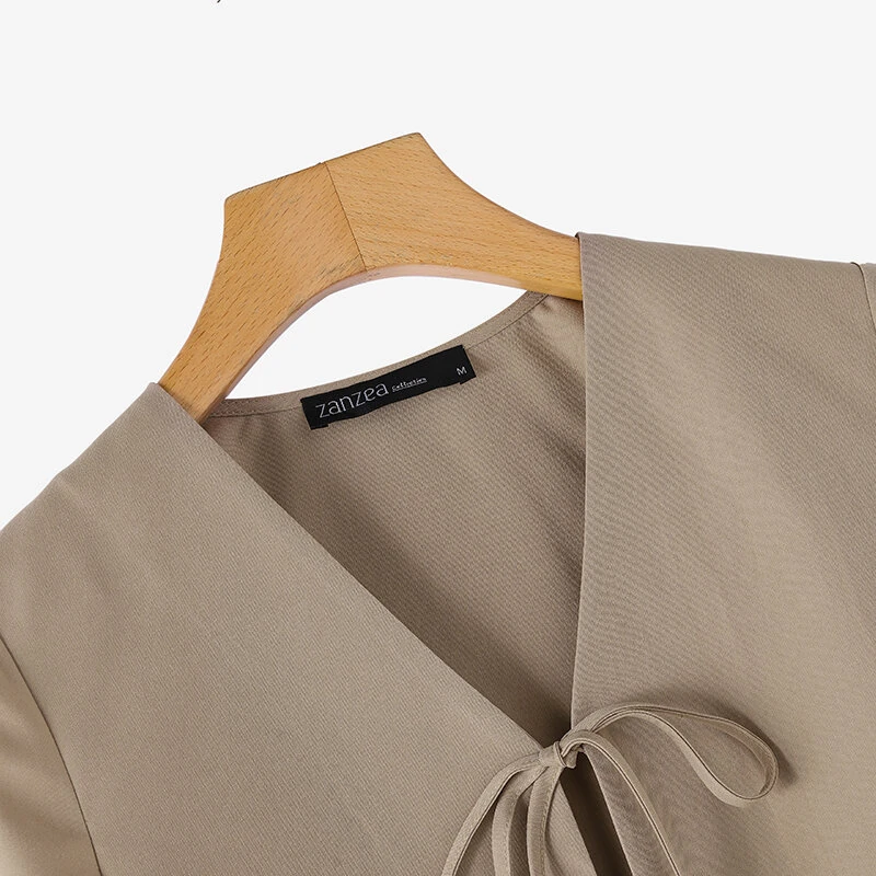 (image for)  Daily Short Suit Jacket with Tie Front Collar, Short Sleeves Cotton Linen Blend Women's Blazer