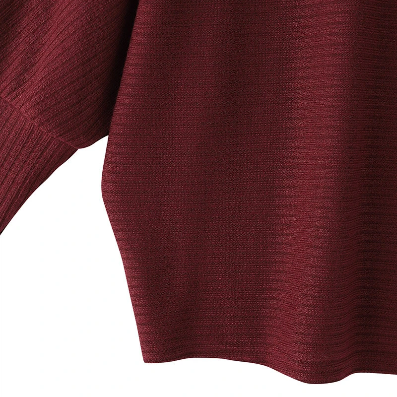 (image for)  Daily Style Women Knitted Long Sleeve Crew Neck T-shirt Casual Solid Loose Work Tops
