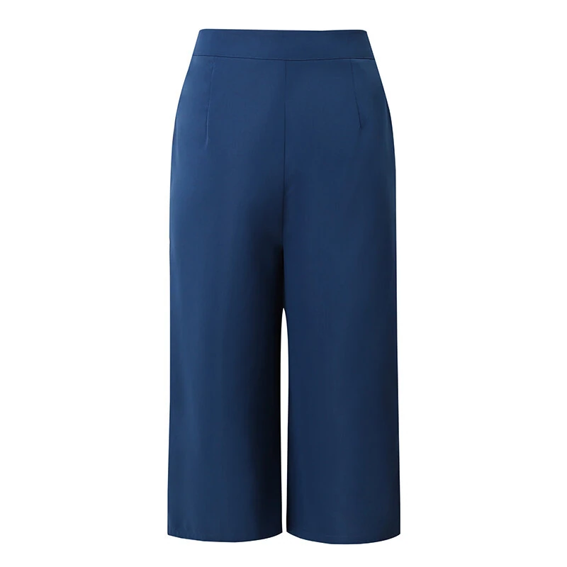 (image for)  Daily Style Womens Crop Long Pants High Waisted Casual Loose Wide Leg Trousers
