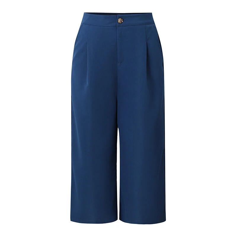 (image for)  Daily Style Womens Crop Long Pants High Waisted Casual Loose Wide Leg Trousers