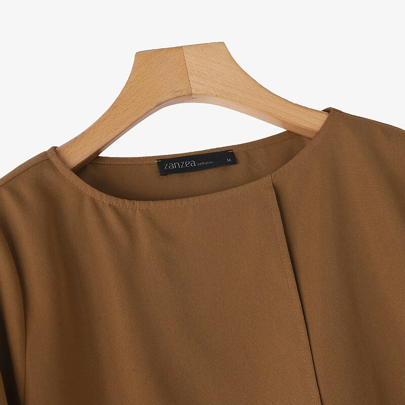 (image for)  Elegant Style Women's Blouse Round Neck Half Sleeve Double Layer Casual Shirt Fashion Pullover Top
