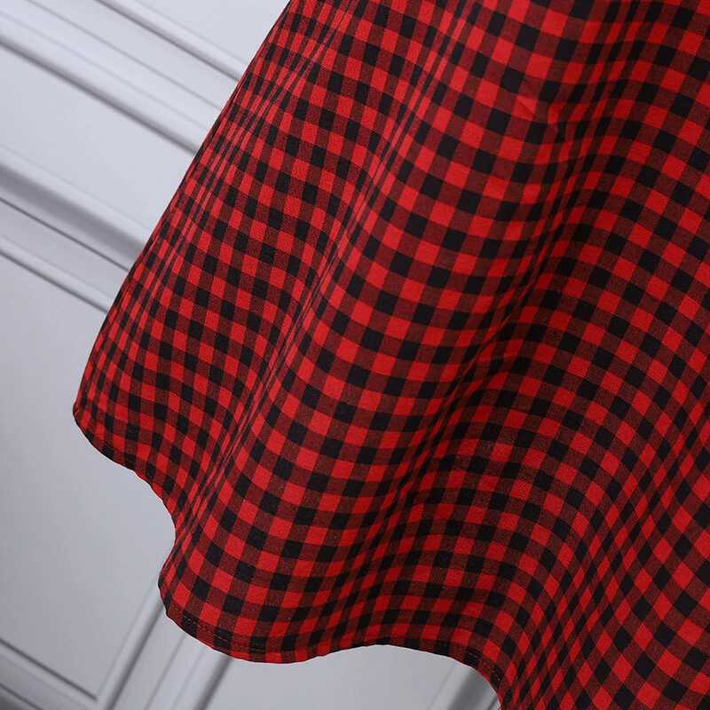 (image for)  Elegant Style Women's Dresses Daily Short Sleeve Lapel Plaid Loose Midi Shirt Dress