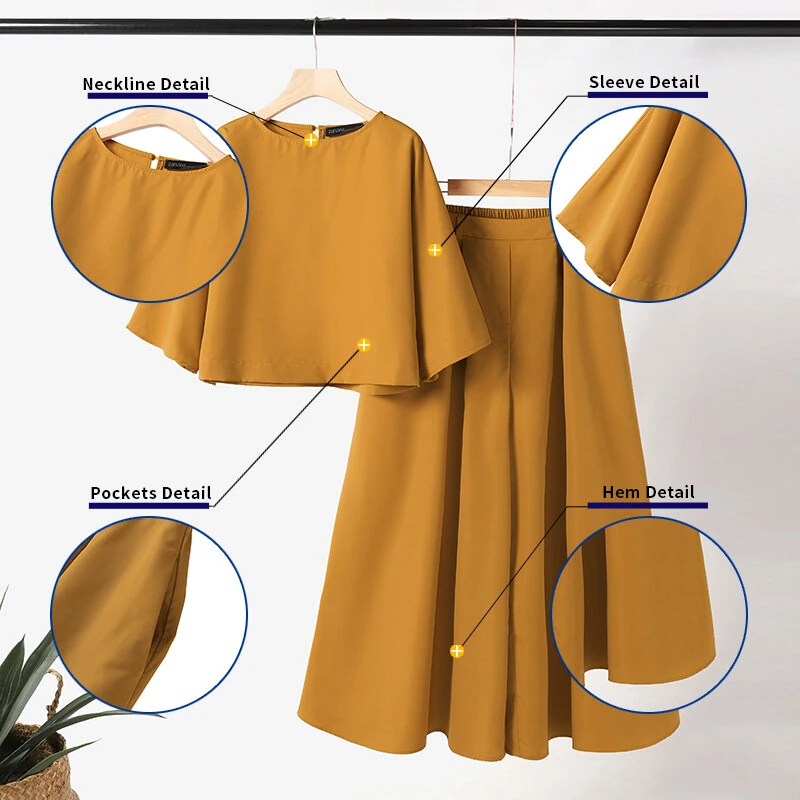 (image for)  Korean Style Womens Elegant Sets Short Sleeve Blouse Top Wide Leg Loose Trousers Casual Suit