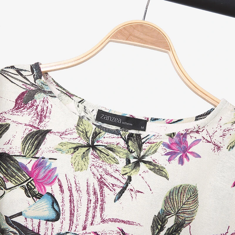 (image for)  Plus Size Women Casual Floral Print Cotton Pantsuits, Vintage Printed Short Sleeve T-shirt & Wide Leg Pants Outfits, Women's Clothing Two-Piece Set S-5XL