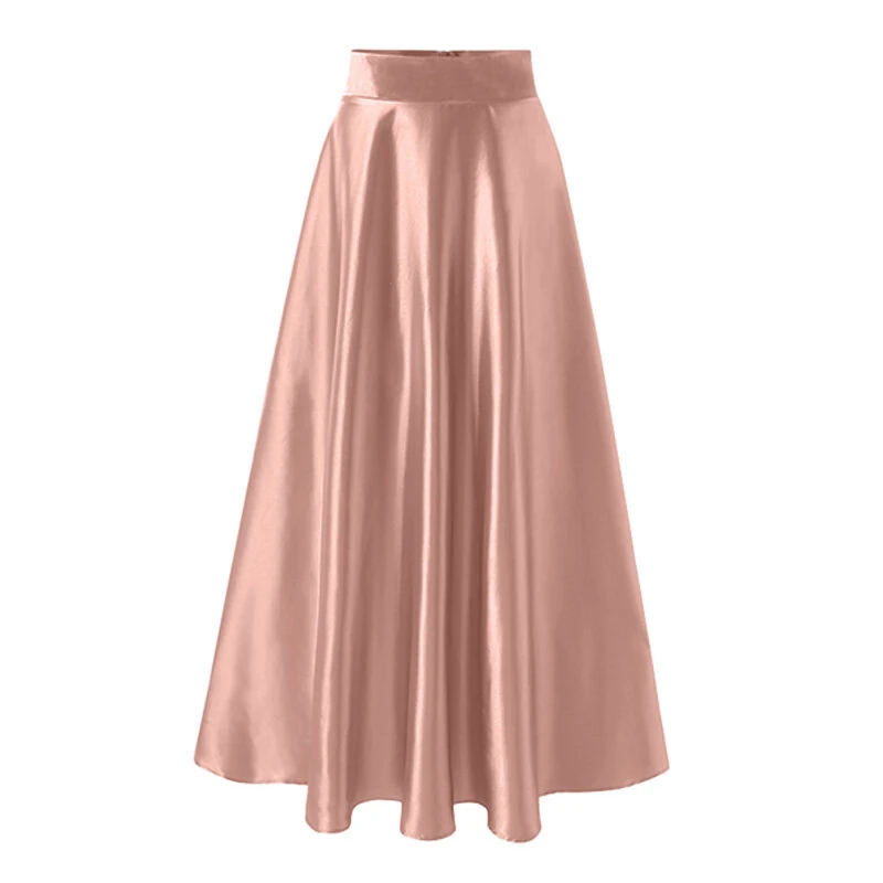 (image for)  Stylish Women High Waist A-line Long Skirts Summer OL Work Skirt Jupe Female Solid Party Maxi Skirts Faldas Saia