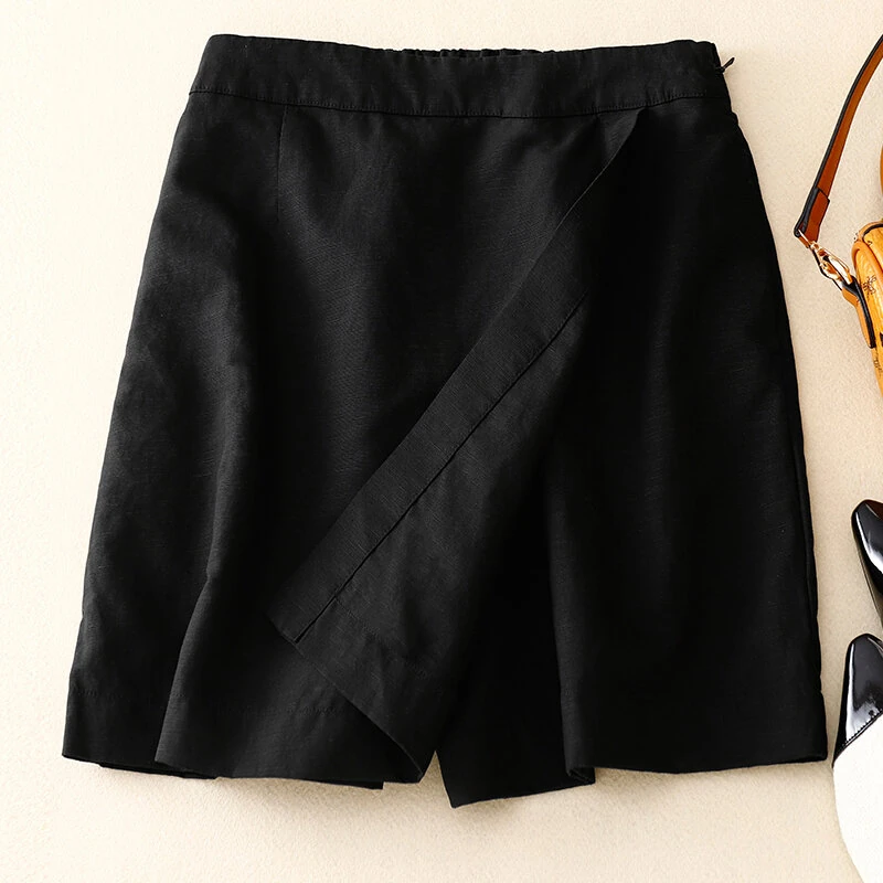 (image for)  Women Commute Back Elastic Waist Solid Summer Casual Skirt Shorts