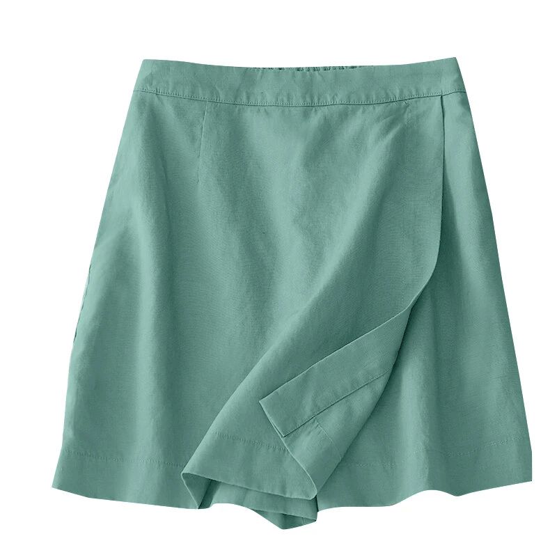 (image for)  Women Commute Back Elastic Waist Solid Summer Casual Skirt Shorts