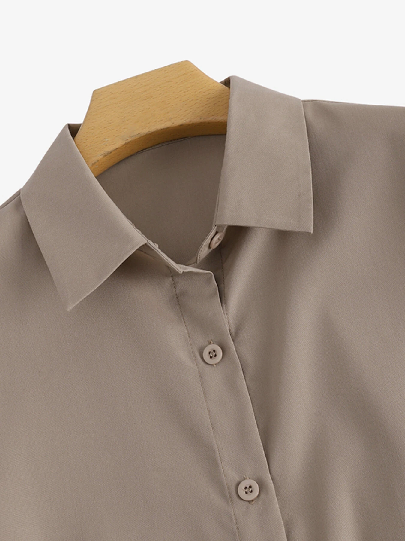 (image for)  Women Daily Casual 3/4 Length Sleeve Solid Color Shirt Dresses