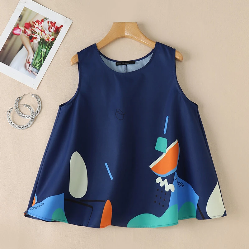 (image for)  Women Holiday Fashion Round Neck Graphic Printed Tanks Casual Crew Neck A-Line Vests Tops