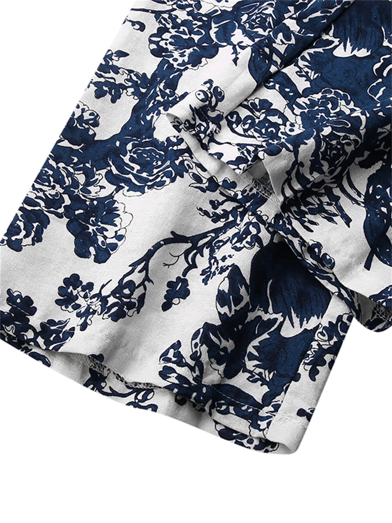 (image for)  Women Plus Size Casual Cotton Linen Retro Floral Print Elastic Waist Straight Pants with Side Pockets