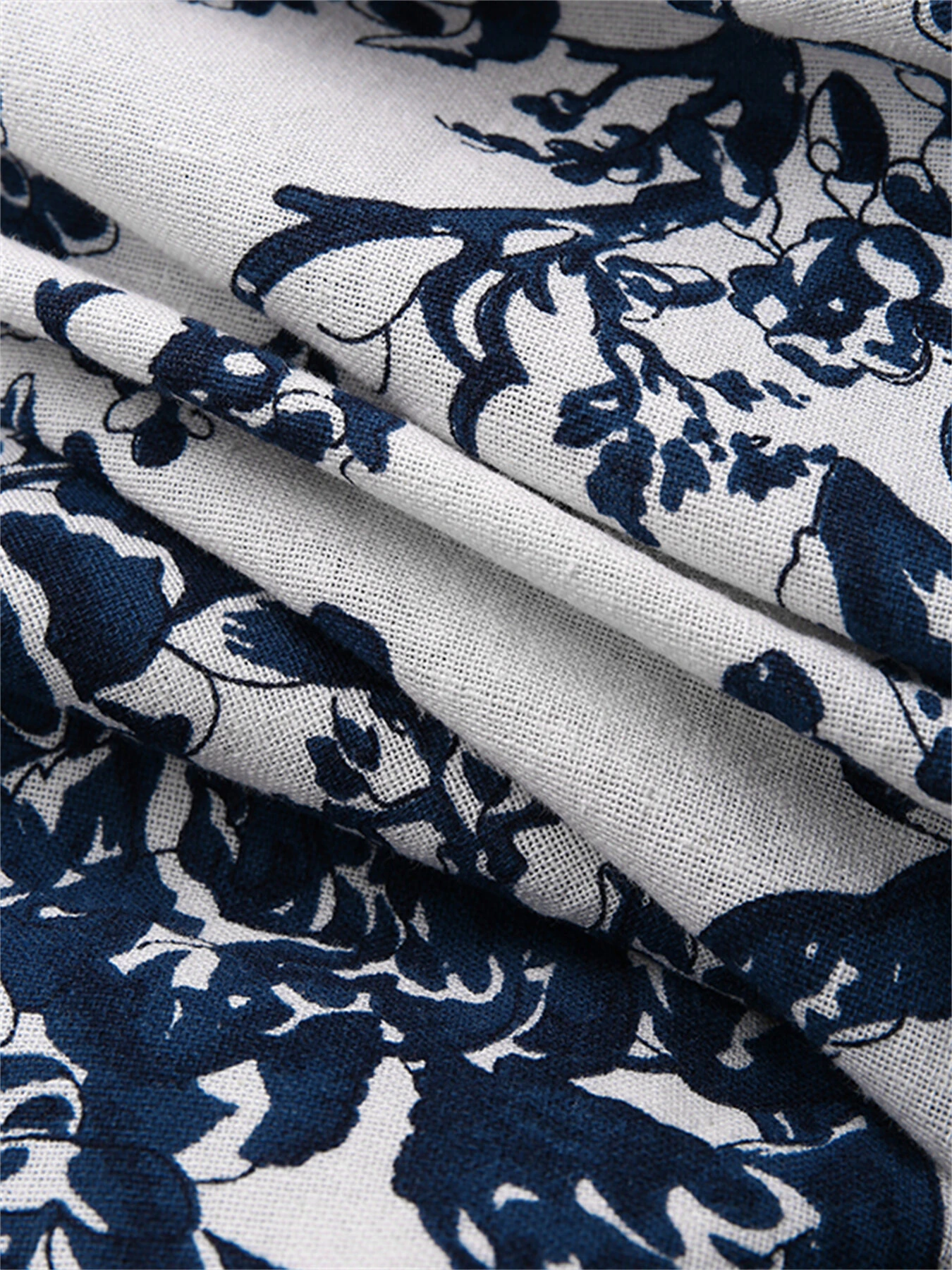 (image for)  Women Plus Size Casual Cotton Linen Retro Floral Print Elastic Waist Straight Pants with Side Pockets