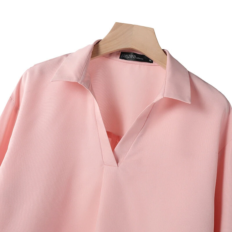 (image for)  Women Suits - Long Sleeve Lantern Sleeve Elastic Waist Pants Wide Leg Pants with Pockets Casual Tops Trousers Two-Piece Set Plus Size