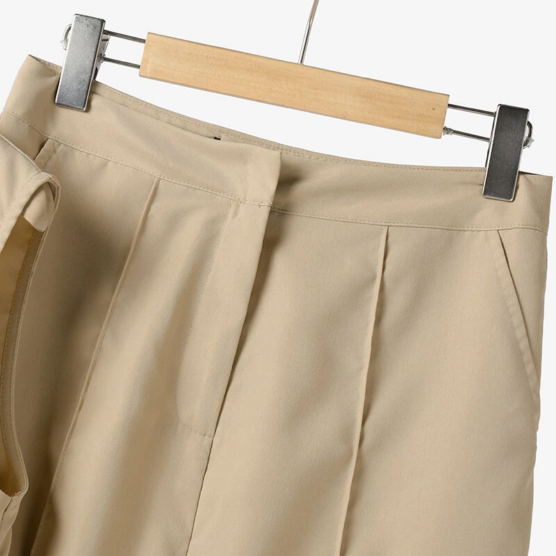 (image for)  Women Vintage Casual Stand Neck Sleeveless Pleated Wide Leg Tops Trousers