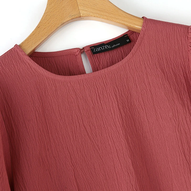 (image for)  Women's Blouse Casual Lantern Sleeve Round Neck Shirt Plain Party Commute Pullover Tops