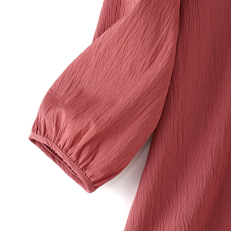 (image for)  Women's Blouse Casual Lantern Sleeve Round Neck Shirt Plain Party Commute Pullover Tops