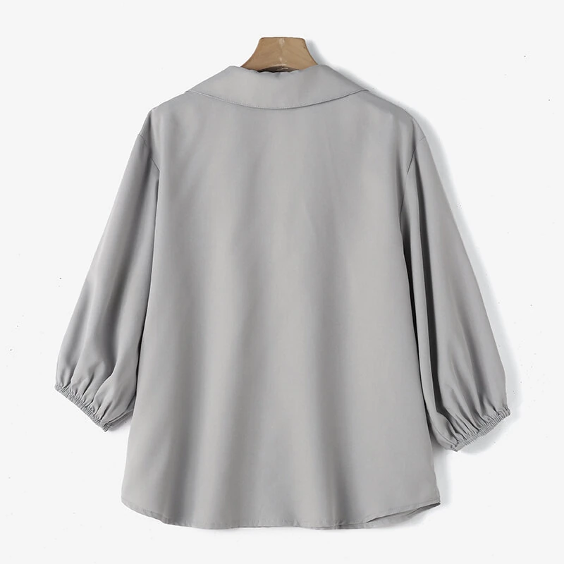 (image for)  Women's Blouse Commute New Fashion Lantern Sleeve V-Neck Lapel Solid Office Top Shirt