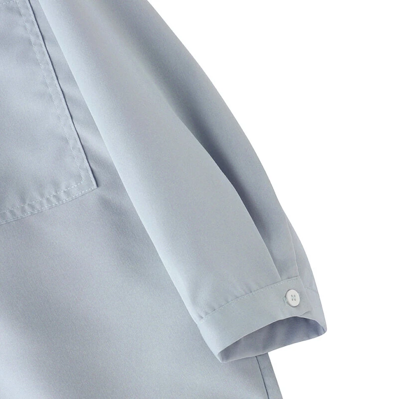 (image for)  Womens Daily Casual Crew Neck Puff Sleeve Shirts Office Lady Button Up Solid Blouses with Pockets
