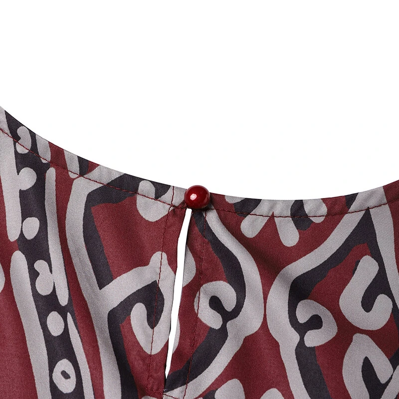 (image for)  Womens Ethnic Long Dress Vintage Floral Casual Holiday Long Sleeve O-Neck Maxi Dress