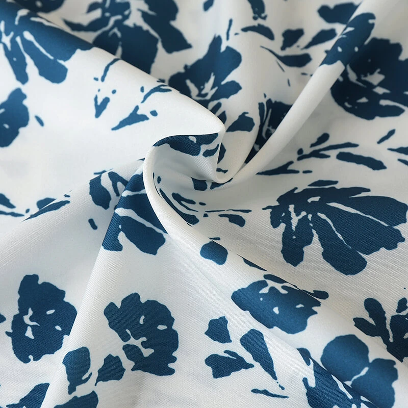 (image for)  Womens Floral Print Ruffled Open Round Neck Design Short Sleeve Shirts