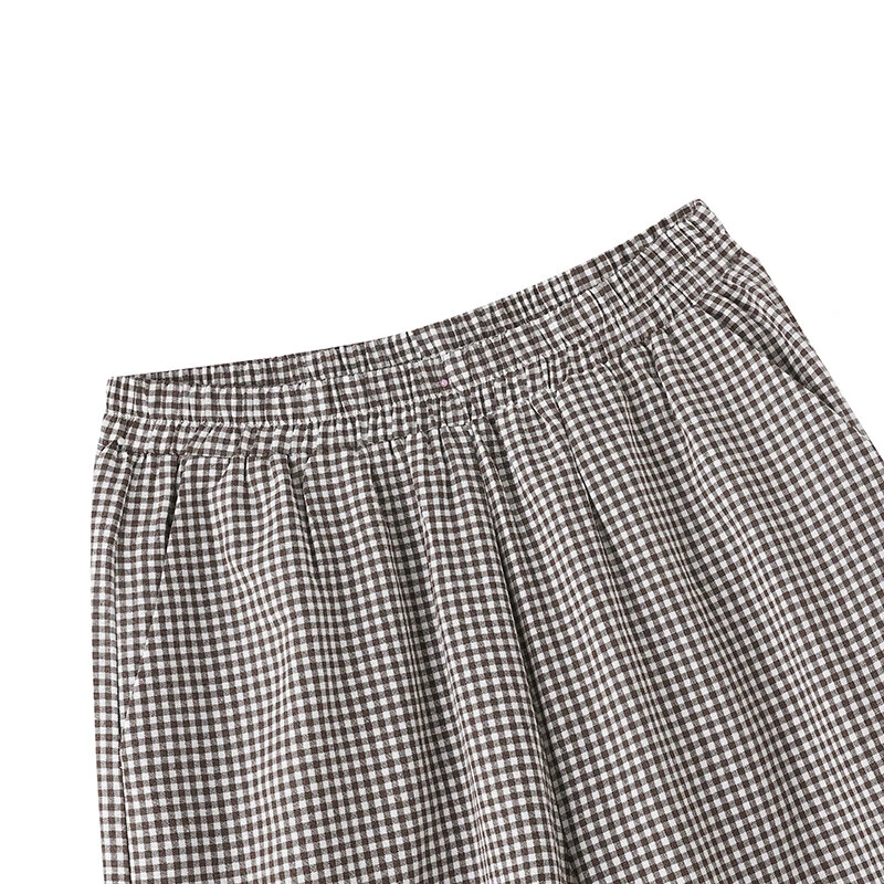 (image for)  Womens Geometric Printed Wide Leg Pants Vintage Elastic Waist Straight Pleated Trouser Loose Fit