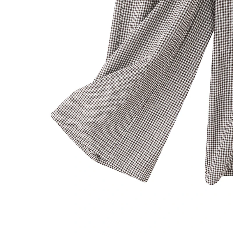 (image for)  Womens Geometric Printed Wide Leg Pants Vintage Elastic Waist Straight Pleated Trouser Loose Fit