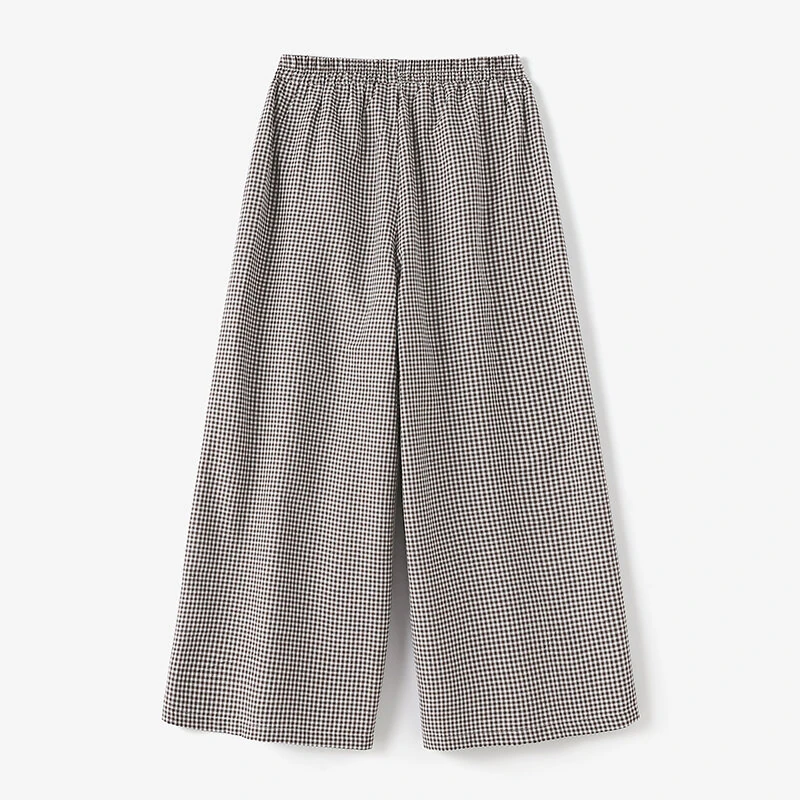 (image for)  Womens Geometric Printed Wide Leg Pants Vintage Elastic Waist Straight Pleated Trouser Loose Fit
