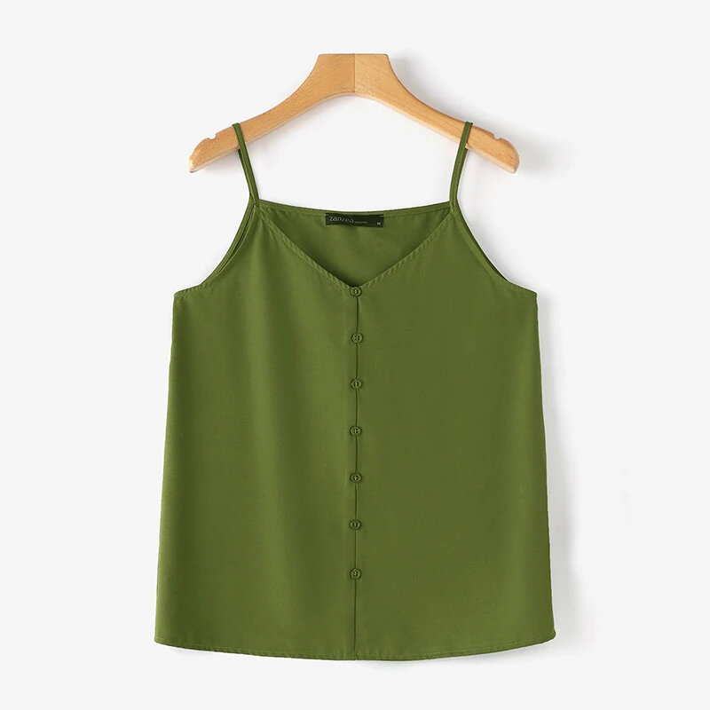 (image for)  Womens Spaghetti Strap Camisole Summer Tank Tops V Neck Casual Slip Blouse Streetwear