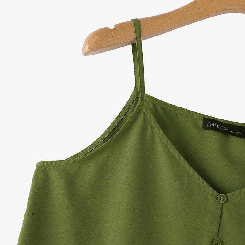 (image for)  Womens Spaghetti Strap Camisole Summer Tank Tops V Neck Casual Slip Blouse Streetwear