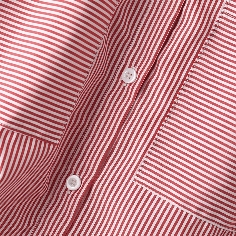 (image for)  Women's Striped Shirt Summer 3/4 Sleeve Lantern Sleeve Front Pockets Casual Blouse Top