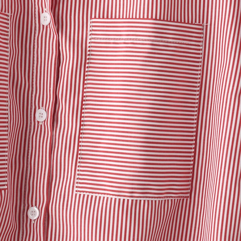 (image for)  Women's Striped Shirt Summer 3/4 Sleeve Lantern Sleeve Front Pockets Casual Blouse Top